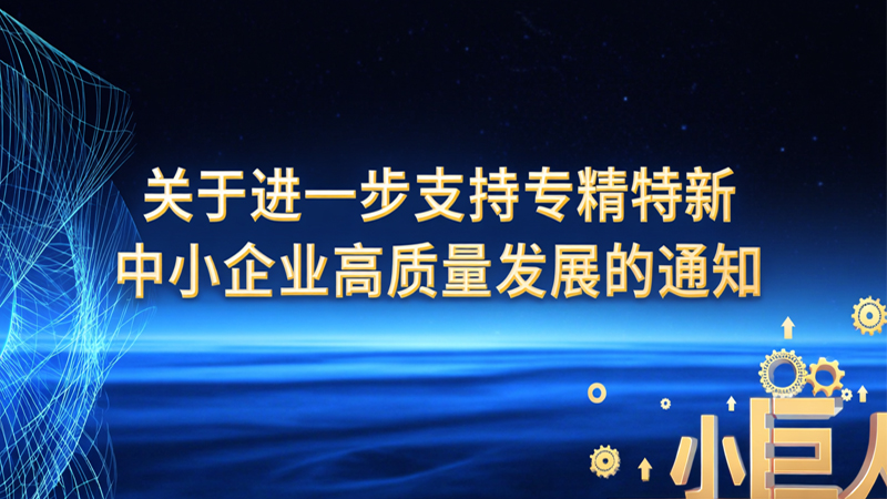 关于进一步支持专精特新中小企业高质量发展的通知