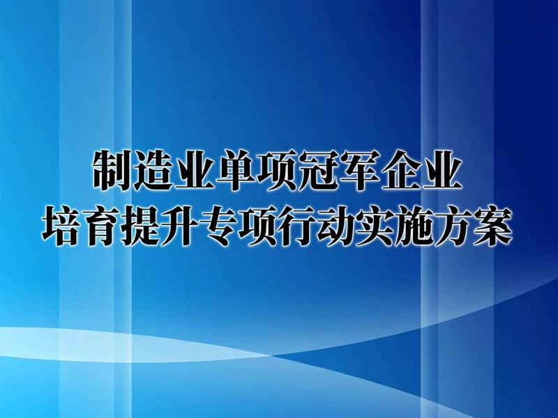制造业单项冠军企业培育提升专项行动实施方案